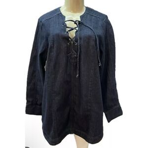 Denim 24/7 lace up denim top/ tunic size 30W plus size